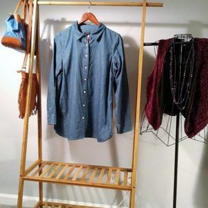 Talbots Jean Denim Shirt L P 90s Cottage Career Punk Goth Preppy Vintage